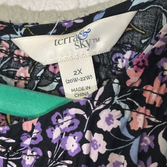 Terra & Sky Woman’s Dress Size 2X Cottage Farmhouse Multi Color Midi - Picture 2 of 6